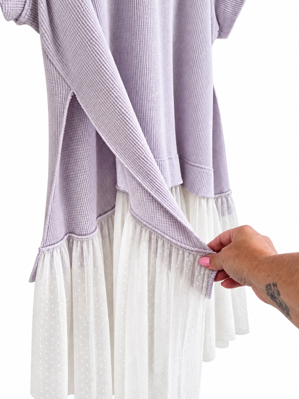 Free People Cloud Dance With Me Tunic Dress Lilac Tulle Lace Top S Romantic - Picture 4 of 13